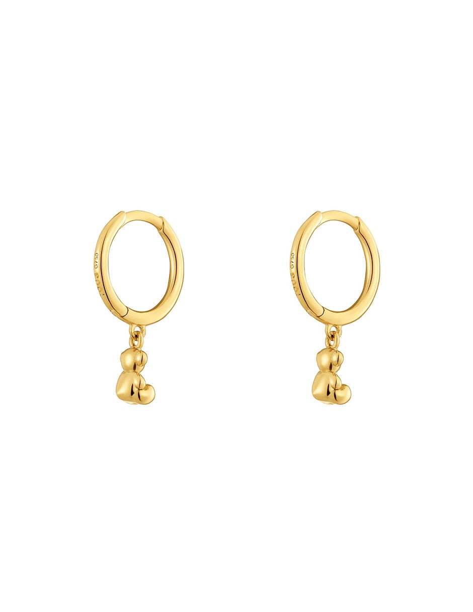Aretes de aro de oso Bold Bear de oro con acabado brillante 3