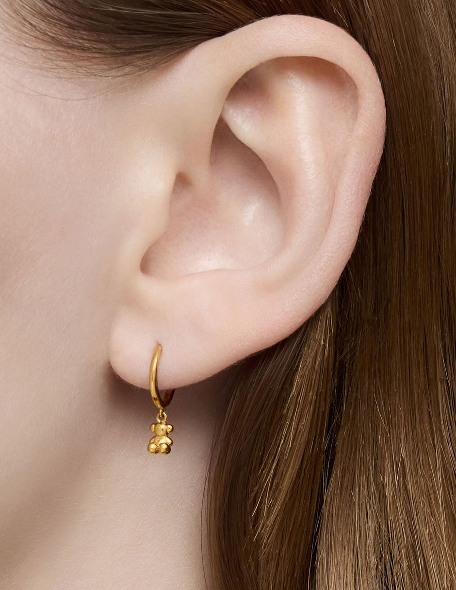 Aretes de aro de oso Bold Bear de oro con acabado brillante 6