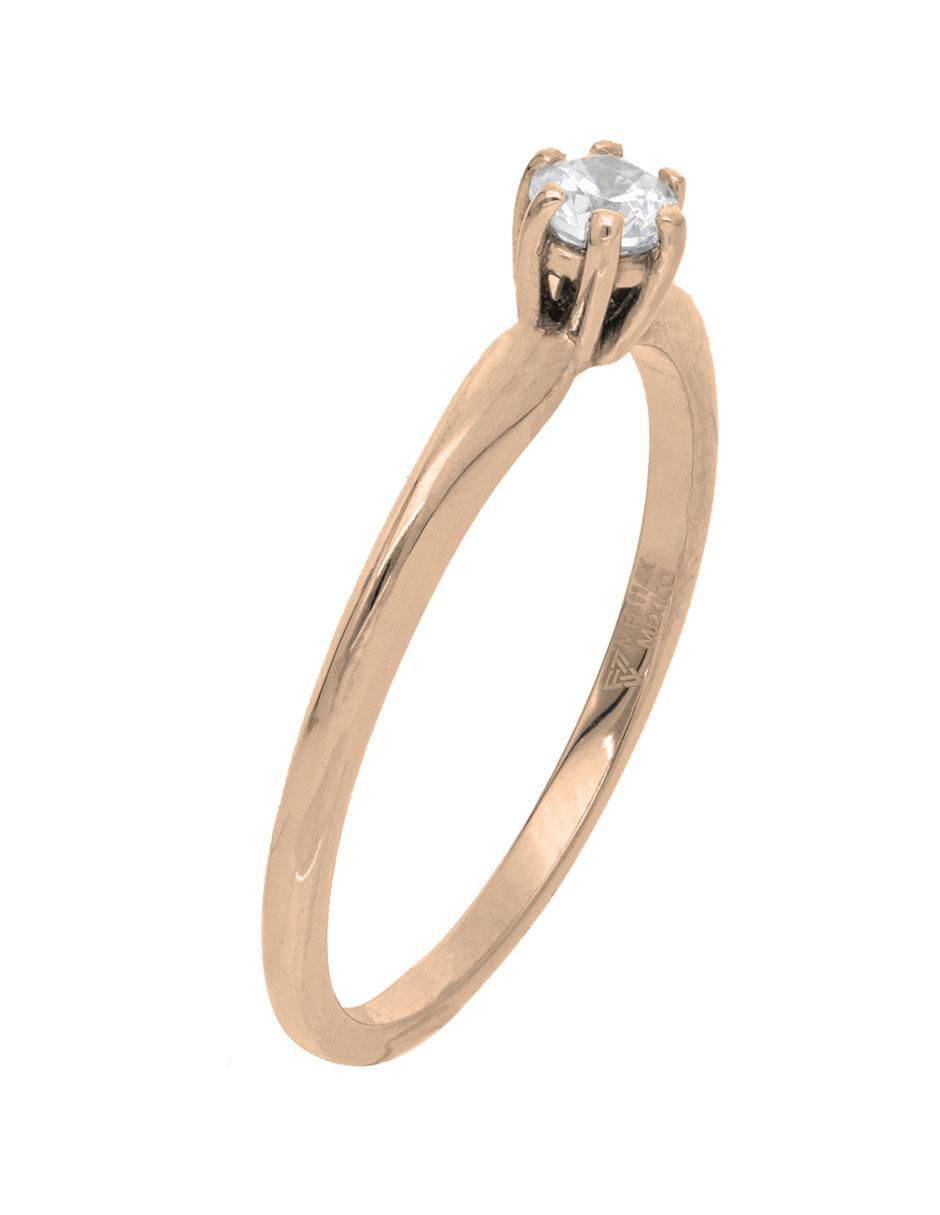 Anillo 10 k de oro rosa zirconia brillante 3