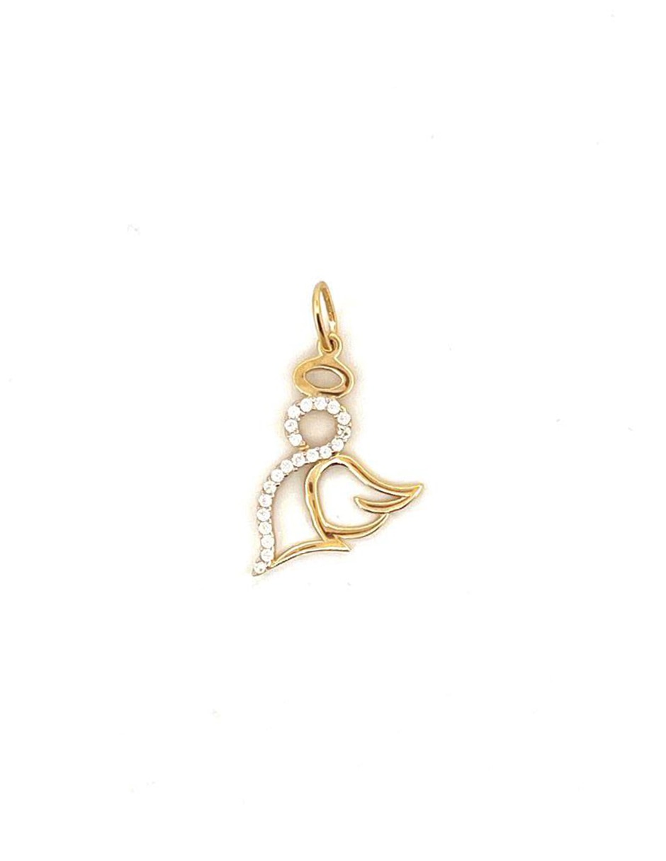 Dije de ángel de oro 14 K circonita