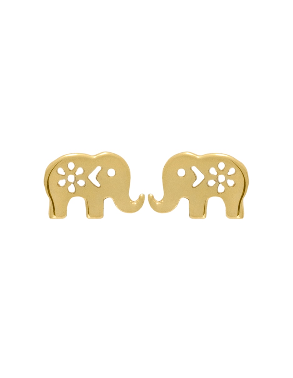 Broqueles de elefante de oro amarillo con acabado brillante