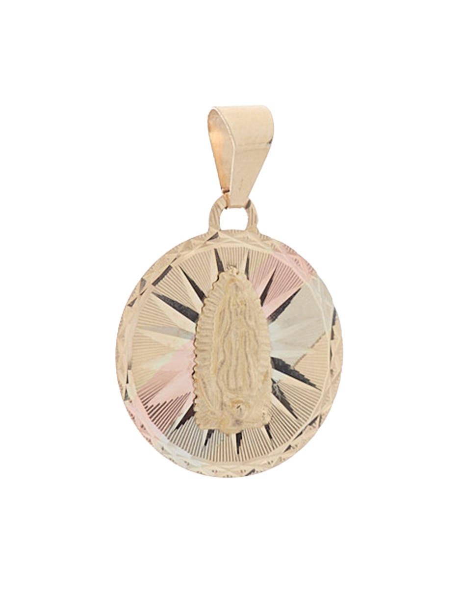 Medalla circular virgen de guadalupe de oro 14 K 2