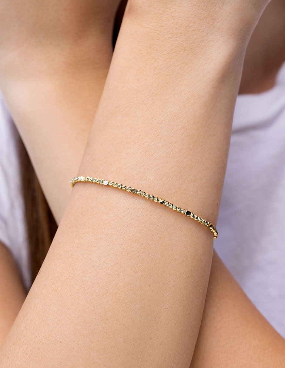 Brazalete de oro 14 k Cubo con acabado pulido 2