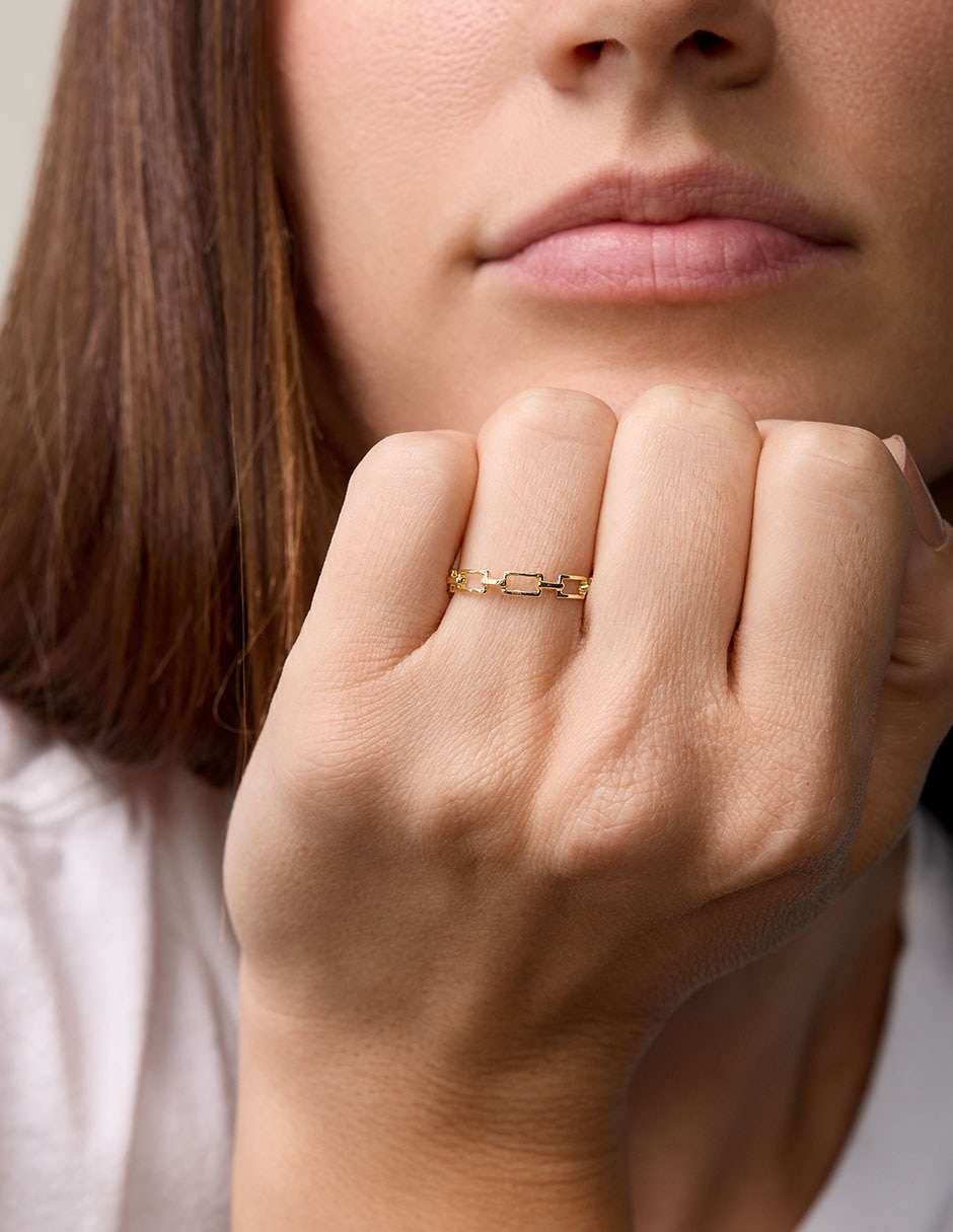 Anillo de eslabones 14 k de oro pulido 2