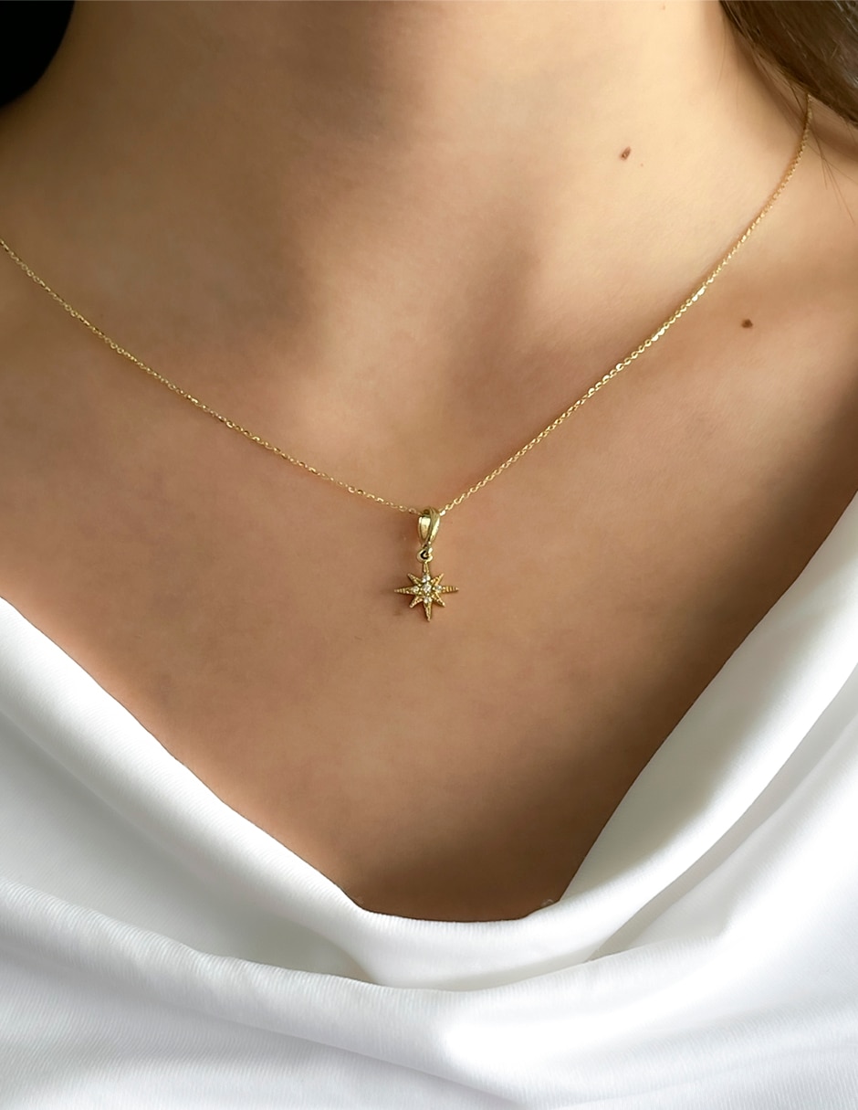 Collar estrella de estrella de oro 14 K 3
