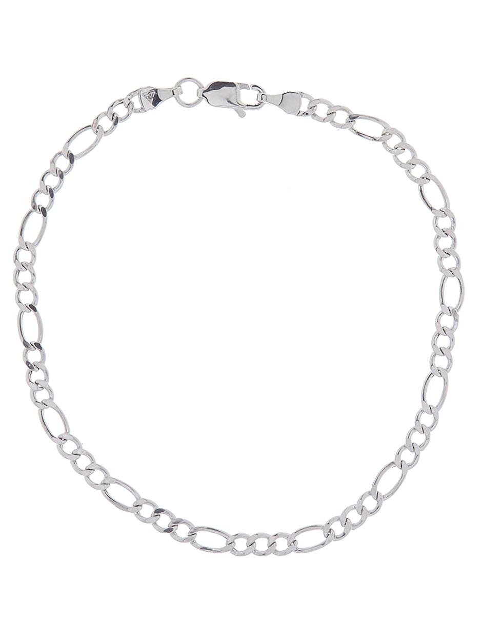 Pulsera de oro blanco 14 K con acabado liso