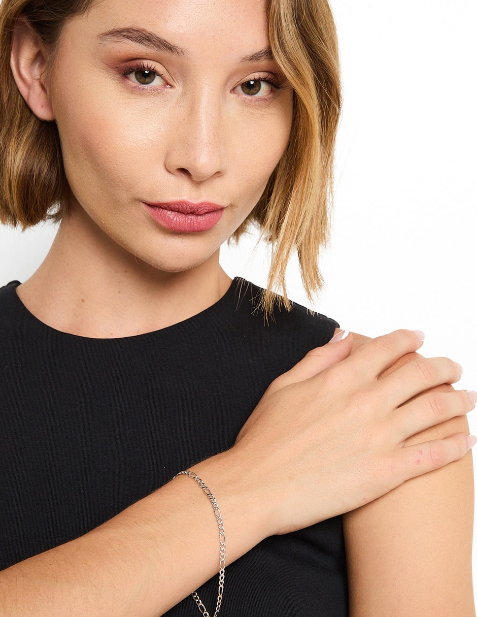 Pulsera de oro blanco 14 K con acabado liso 3