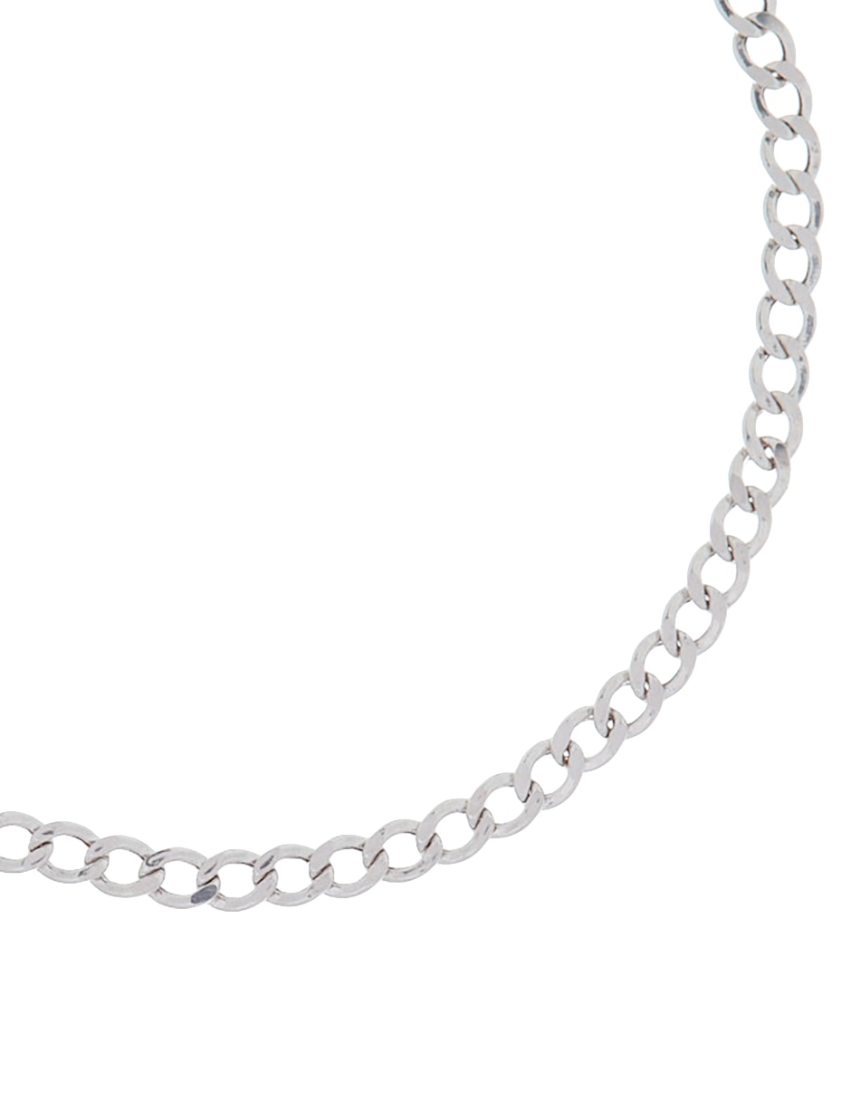 Pulsera de oro blanco 14 K Cubana con acabado pulido 2