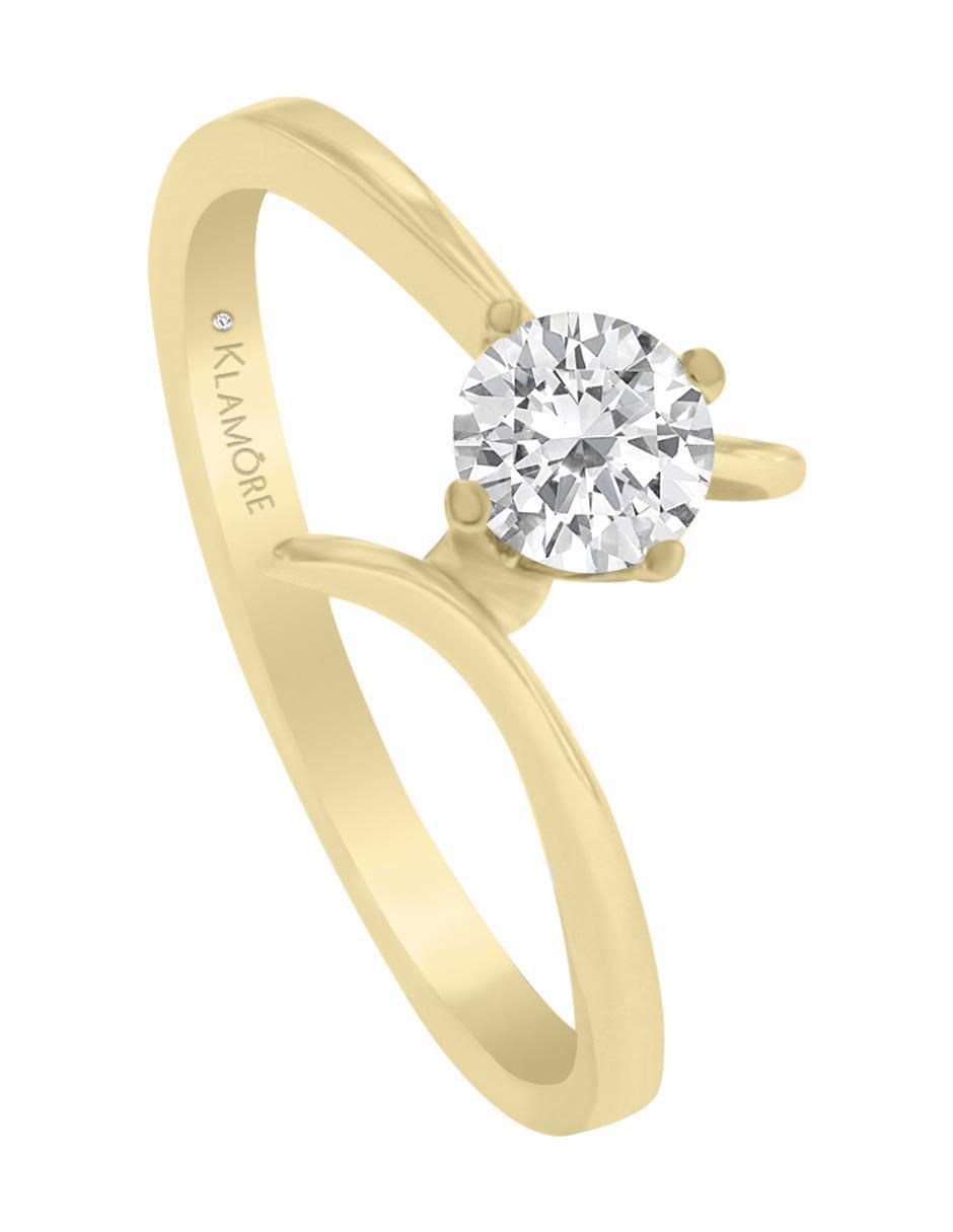 Solitario "de" oro 14 k klamore akia diamante