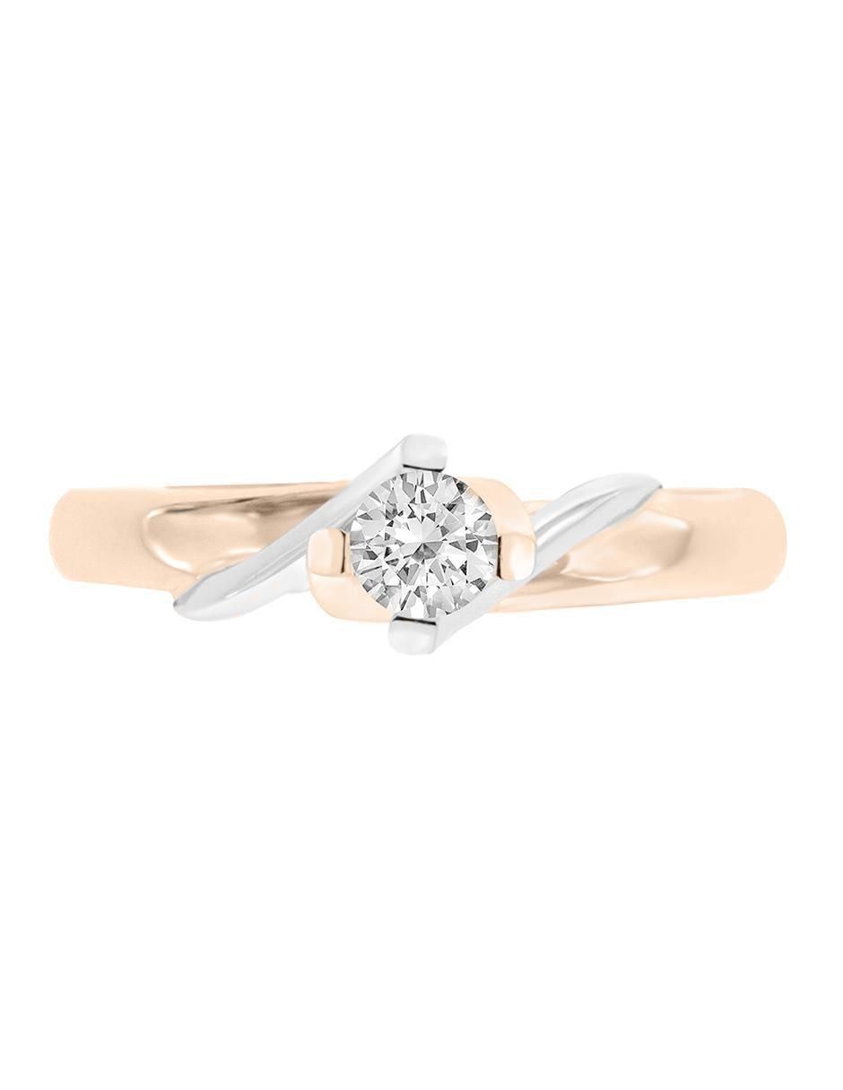 Solitario de oro rosa 14 k Enya diamante