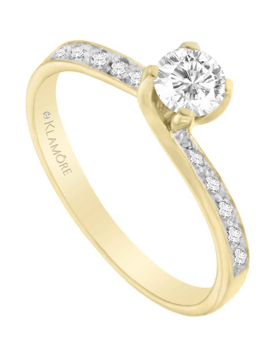 Solitario "de" oro 14 k klamore kareen diamante