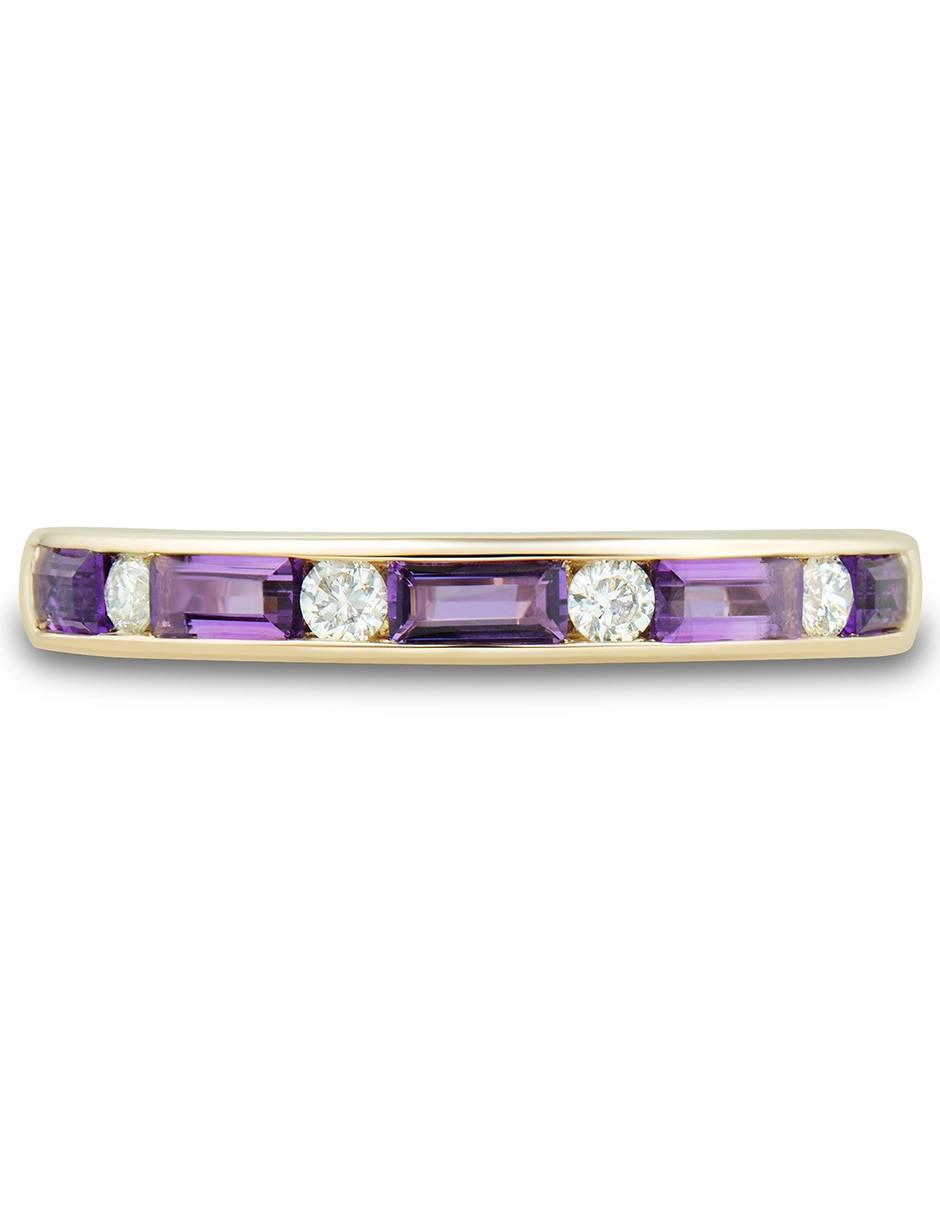 Anillo 14 k de oro amatista y diamante