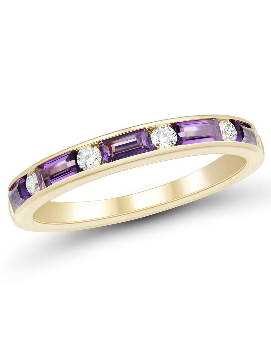 Anillo 14 k de oro amatista y diamante 2