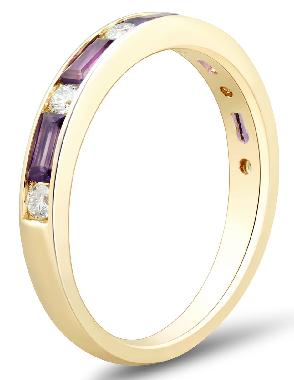 Anillo 14 k de oro amatista y diamante 3