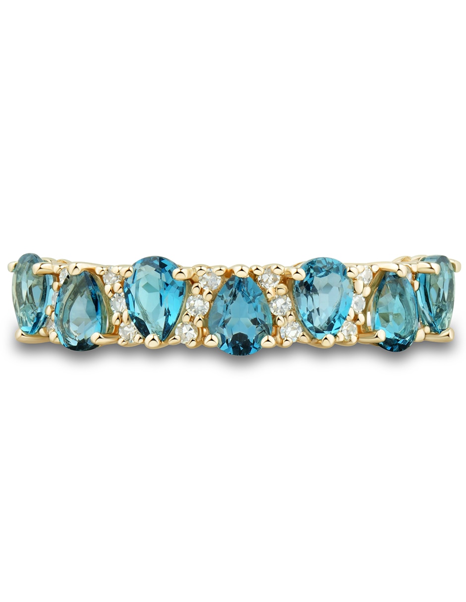 Anillo 14 k de oro topacio azul de londres