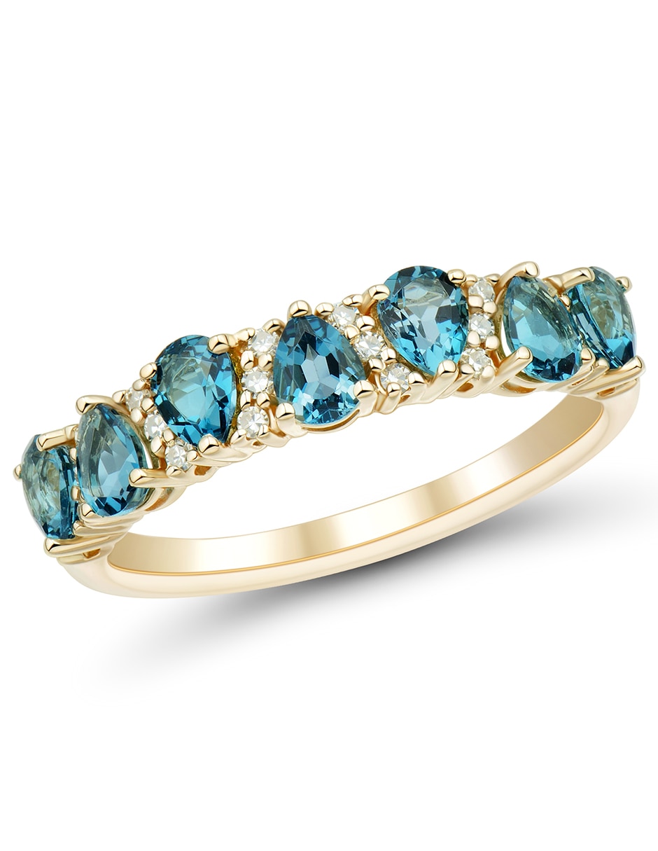 Anillo 14 k de oro topacio azul de londres 2