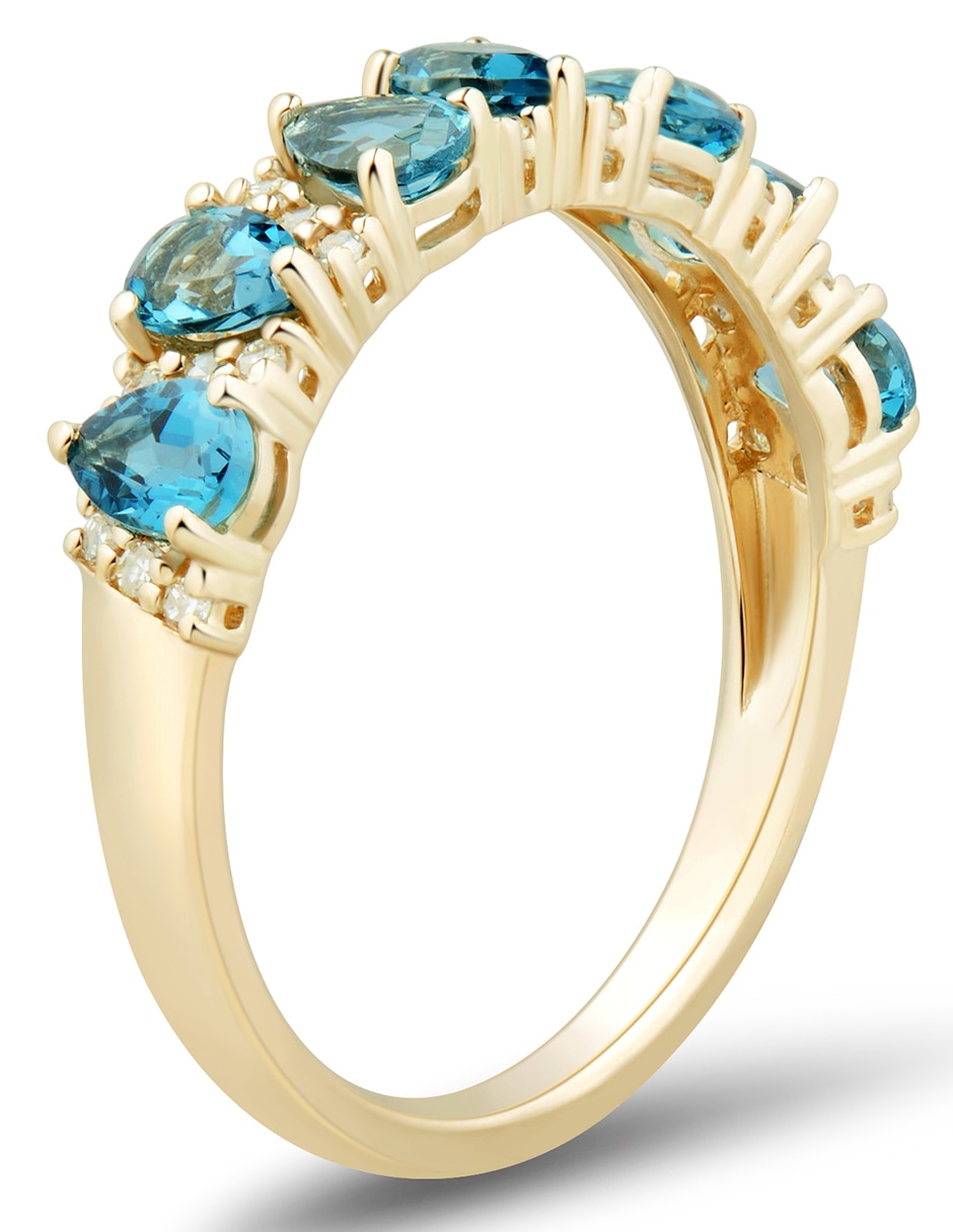 Anillo 14 k de oro topacio azul de londres 3