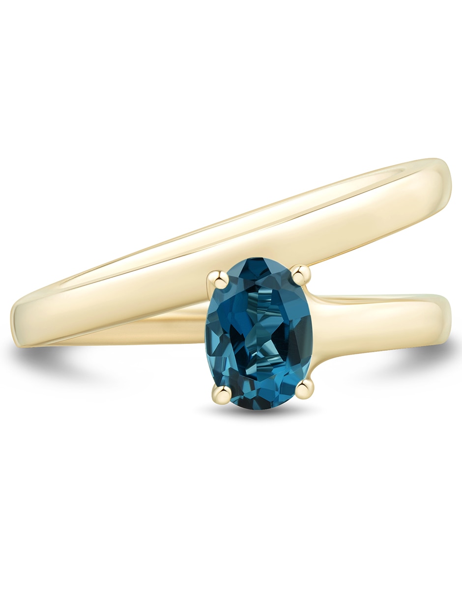 Anillo 14 k de oro topacio azul de londres 2