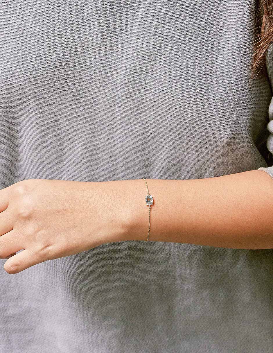 Pulsera de oro 14 k Oriana con acabado pavé 2