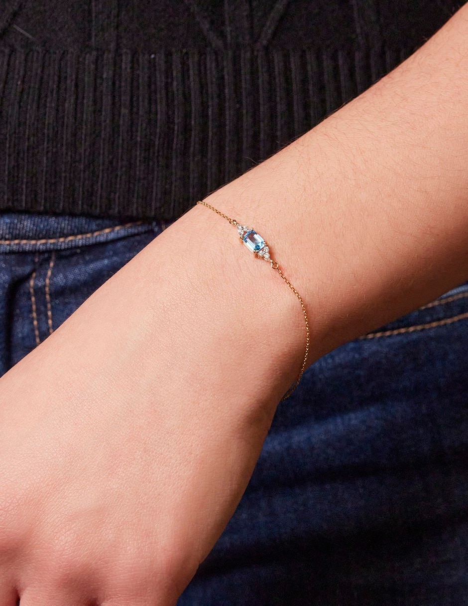 Pulsera de oro 14 k Oriana con acabado pavé 2