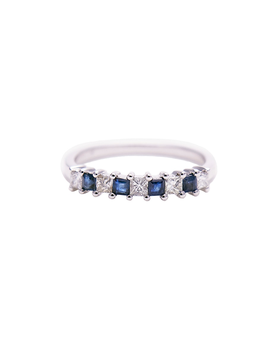 Anillo Kendra Diamond Sapphire 14 k de oro blanco diamante pulido
