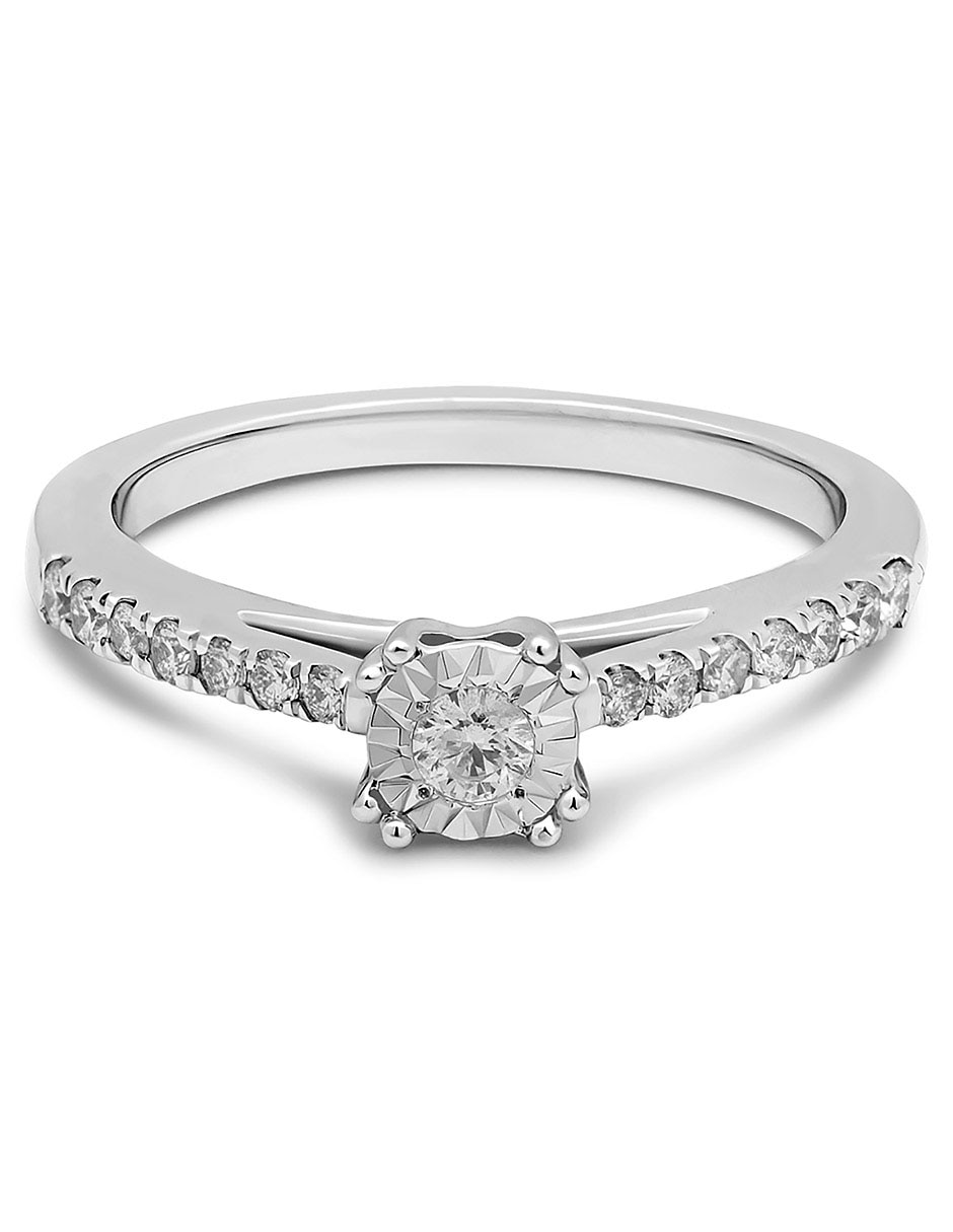 Anillo 14 k de oro diamante pavé