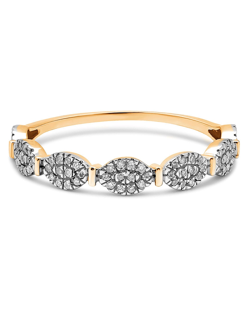 Anillo ovalado 14 k de oro diamante pavé