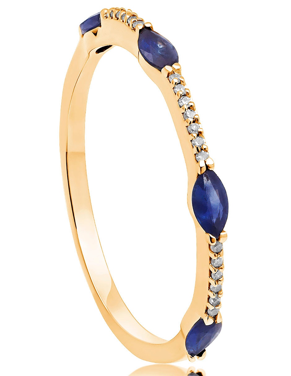 Anillo ovalado 14 k de oro topacio y diamante brillante 2