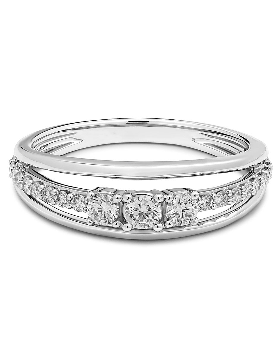 Anillo 14 k de oro diamante pavé