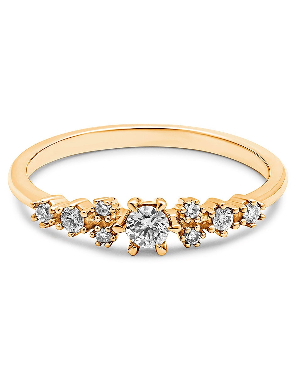 Anillo 14 k de oro diamante pavé