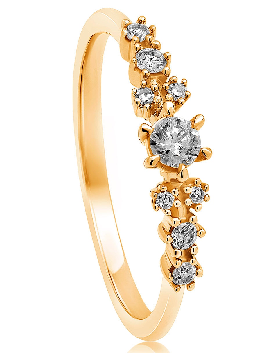 Anillo 14 k de oro diamante pavé 2