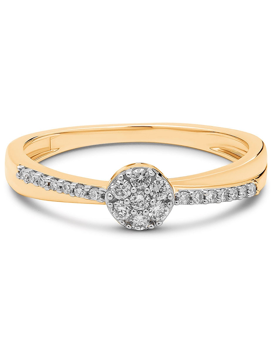 Anillo 14 k de oro diamante pavé