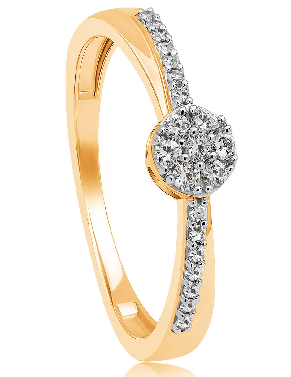 Anillo 14 k de oro diamante pavé 2