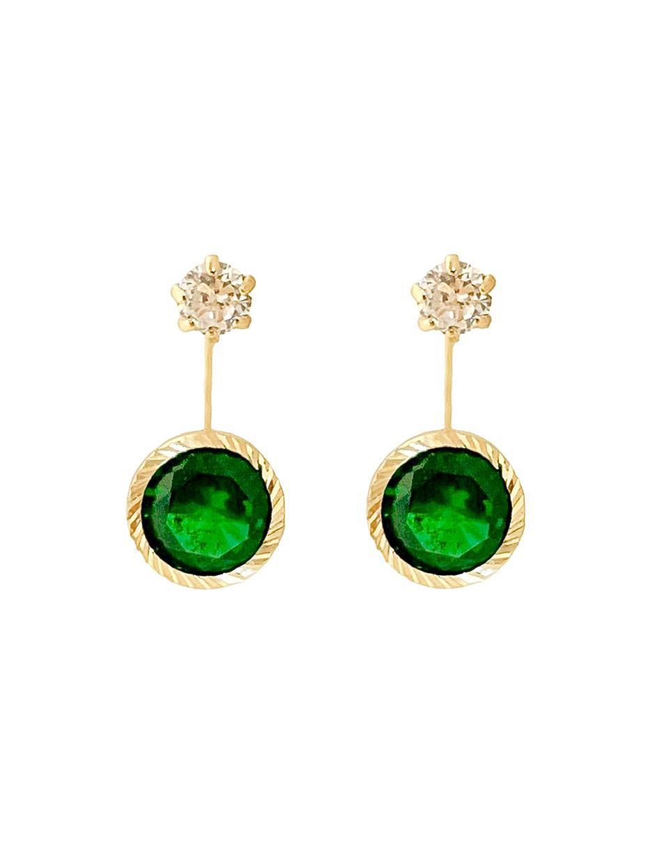 Aretes de oro con acabado brillante zirconia