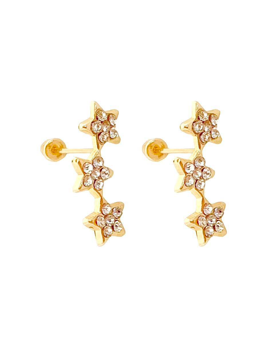 Broqueles de estrella de oro con acabado brillante zirconia 2