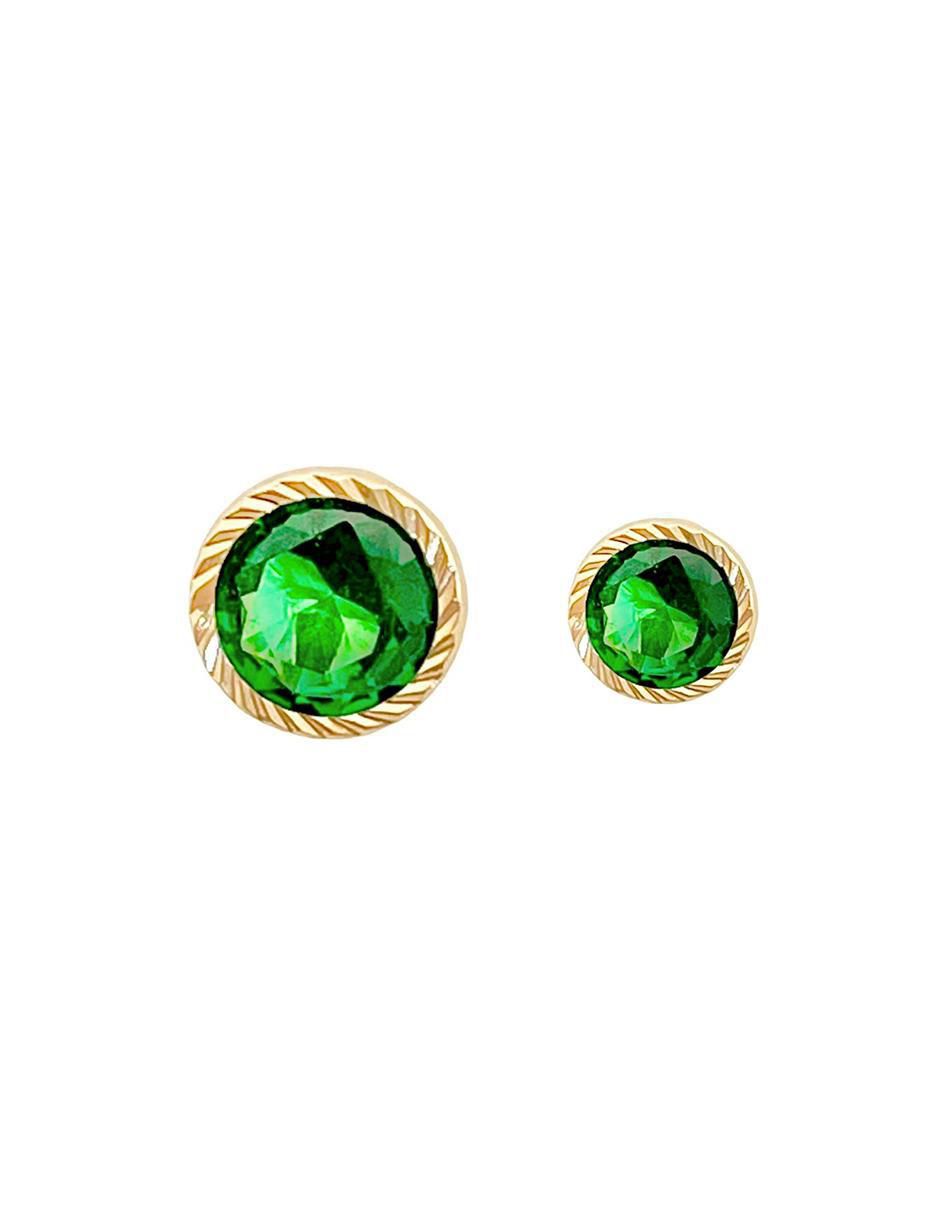 Set de aretes redondos de oro con acabado brillante zirconia