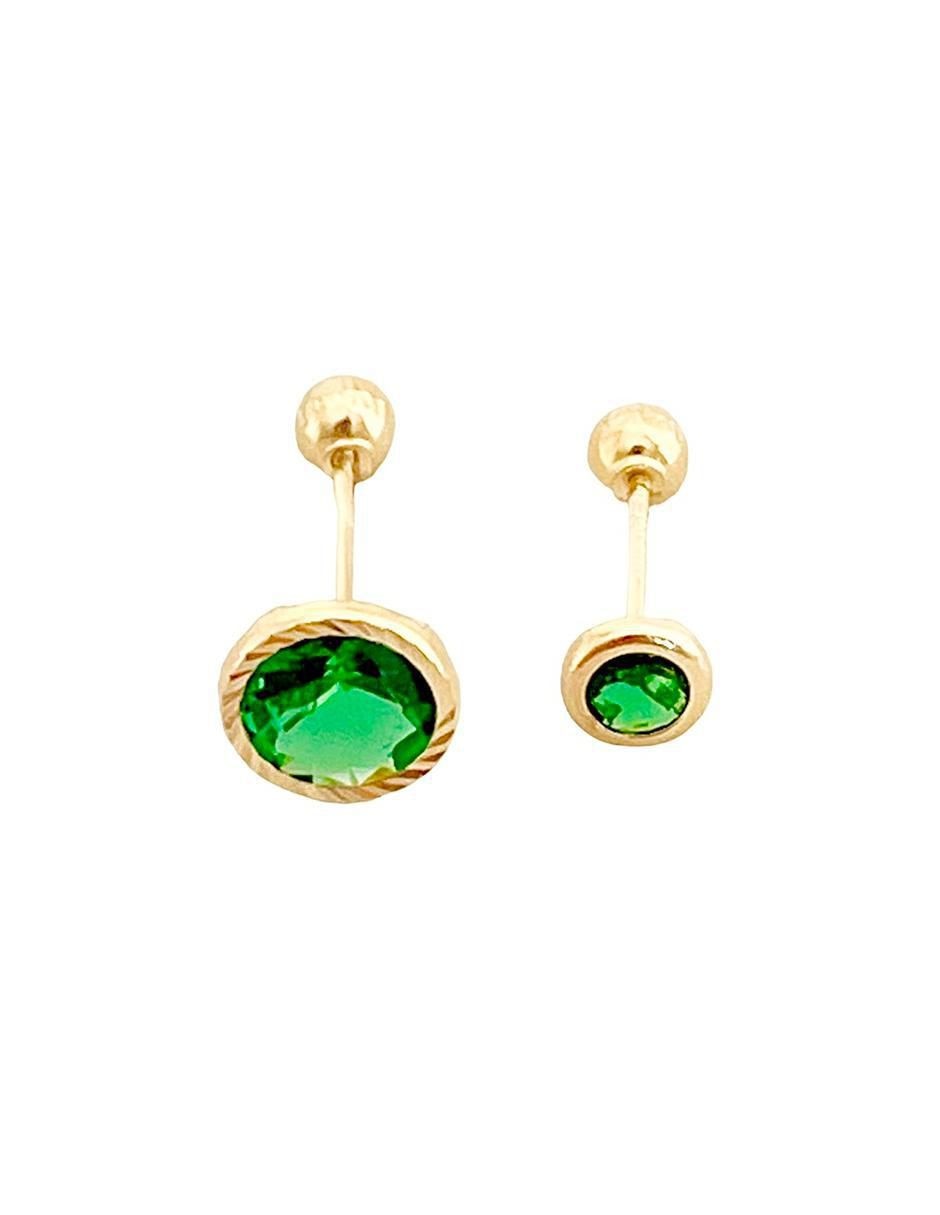 Set de aretes redondos de oro con acabado brillante zirconia 2
