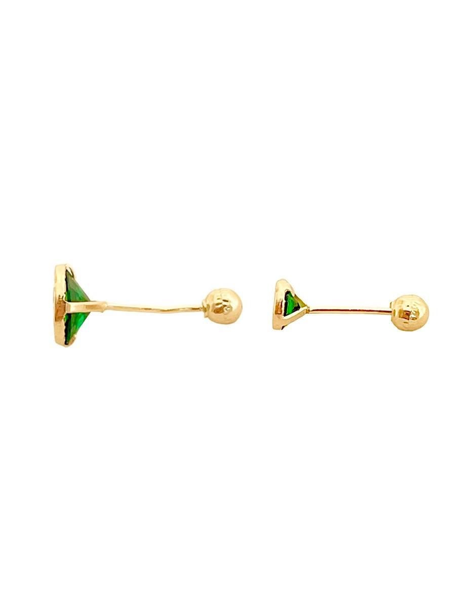 Set de aretes redondos de oro con acabado brillante zirconia 3