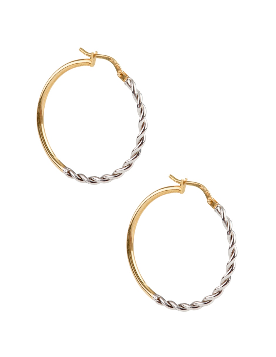 Aretes de aro redondos de oro 14 k con acabado pulido 2