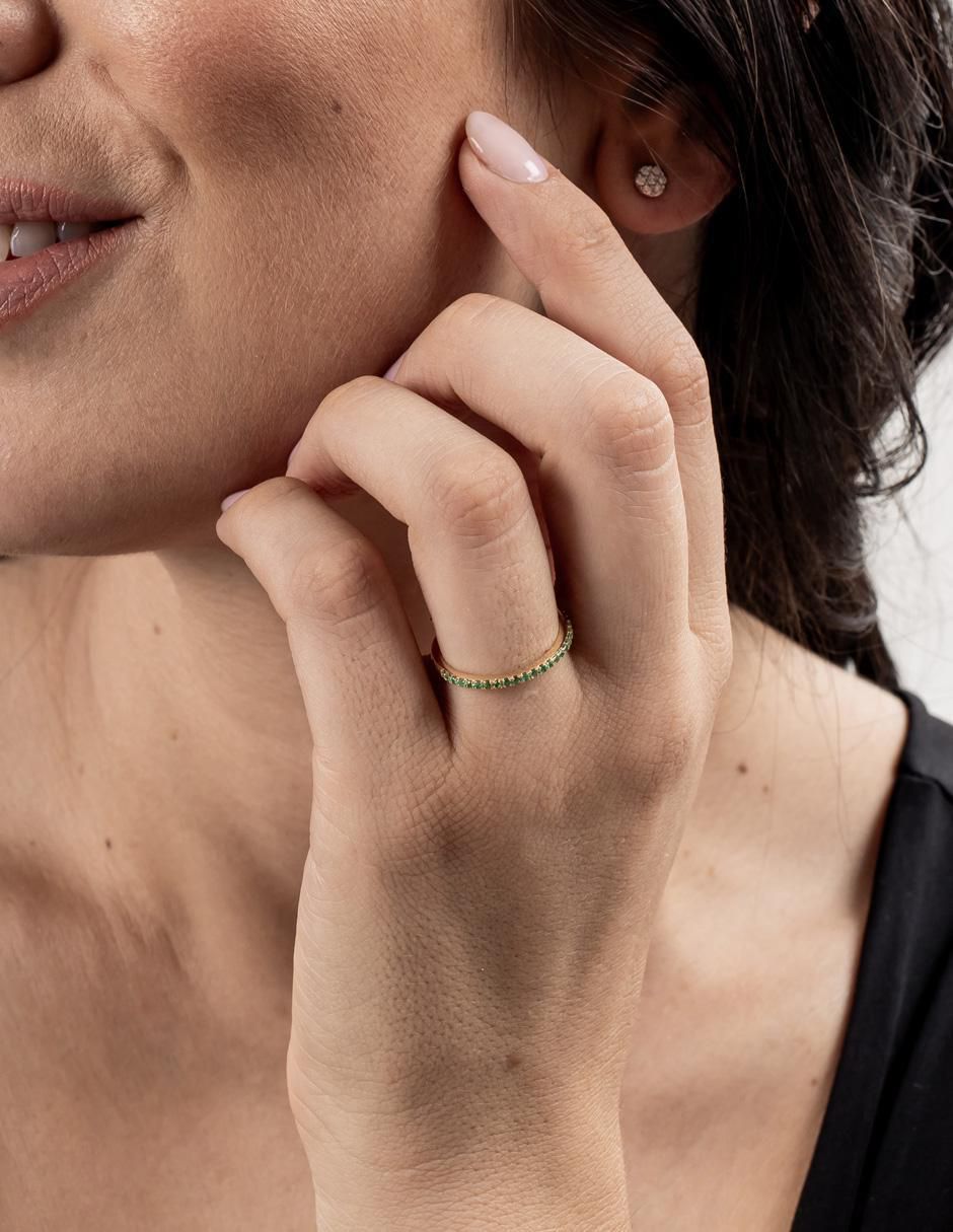 Anillo 14 k de oro esmeralda brillante 5