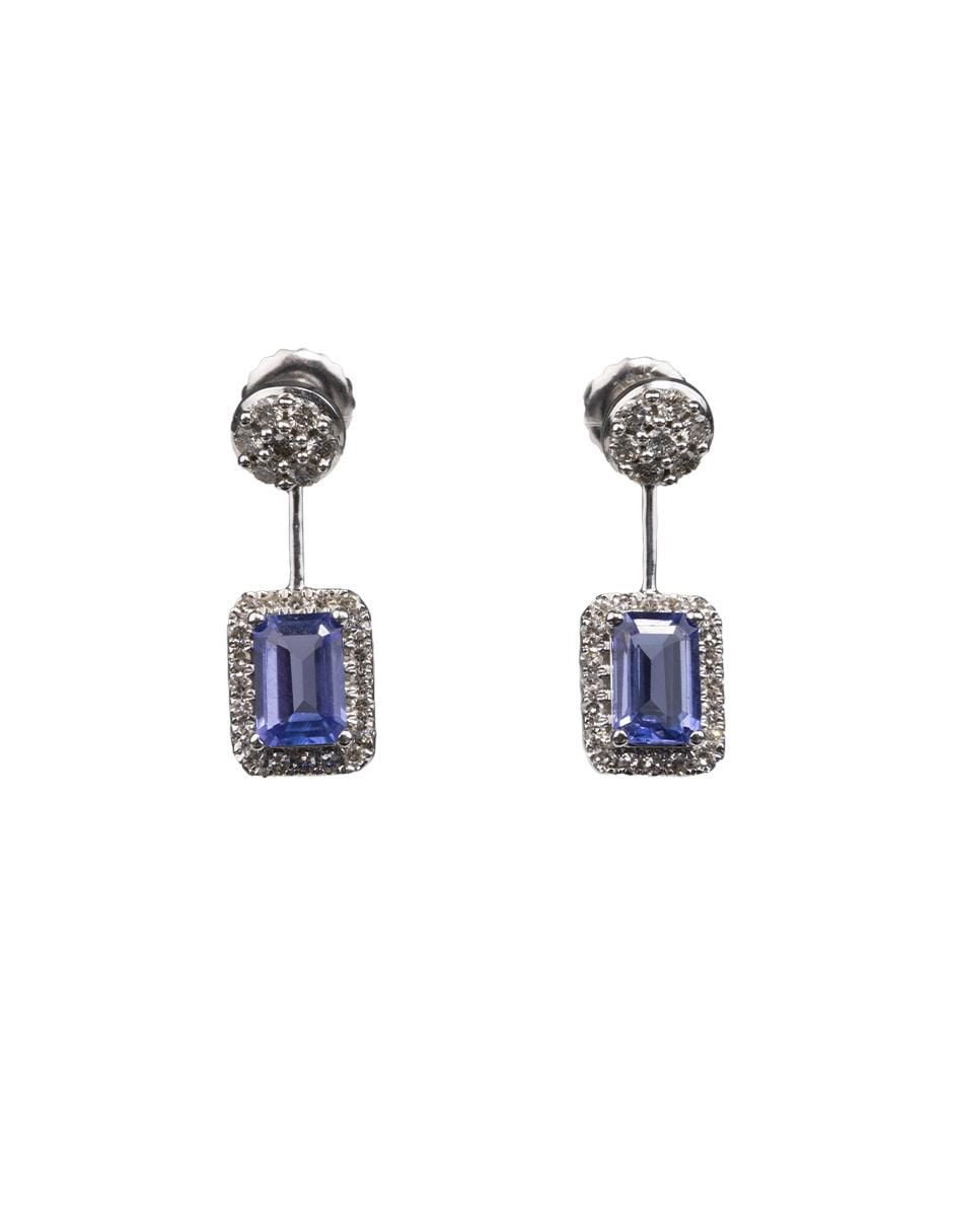 Aretes rectangulares de oro tanzanita