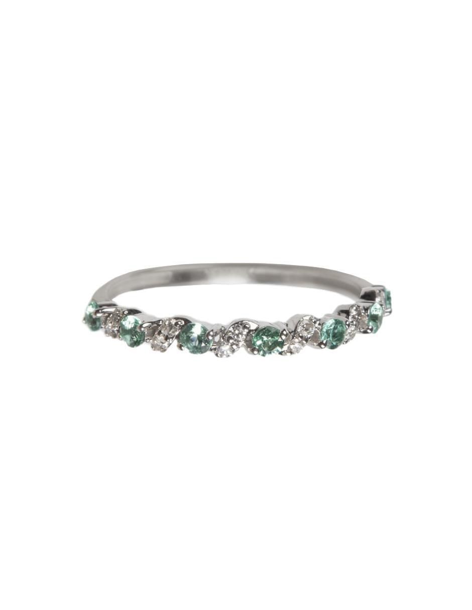 Anillo 14 k de oro esmeralda y diamante brillante Anillo 14 k de oro esmeralda y diamante brillante