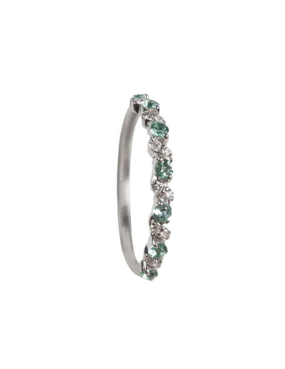 Anillo 14 k de oro esmeralda y diamante brillante 3