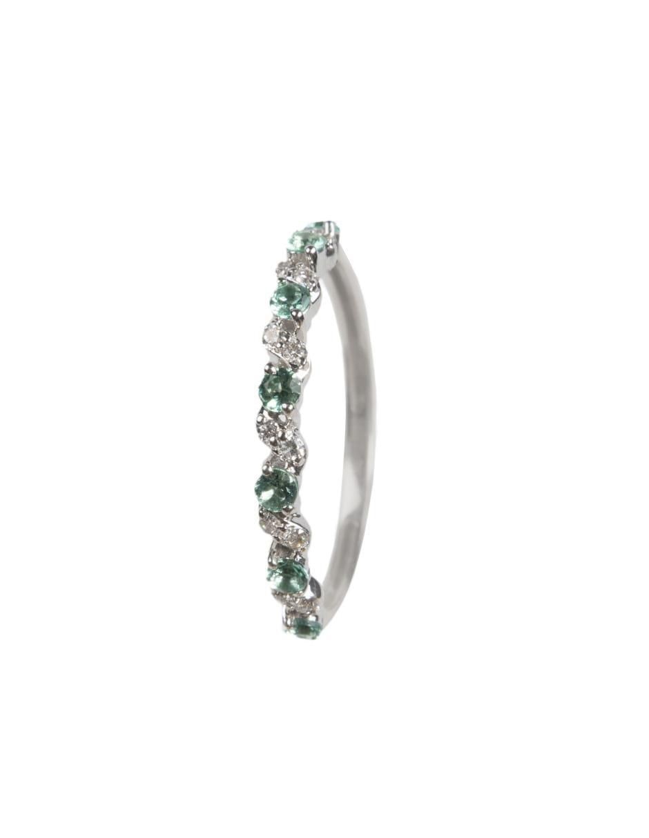 Anillo 14 k de oro esmeralda y diamante brillante 4