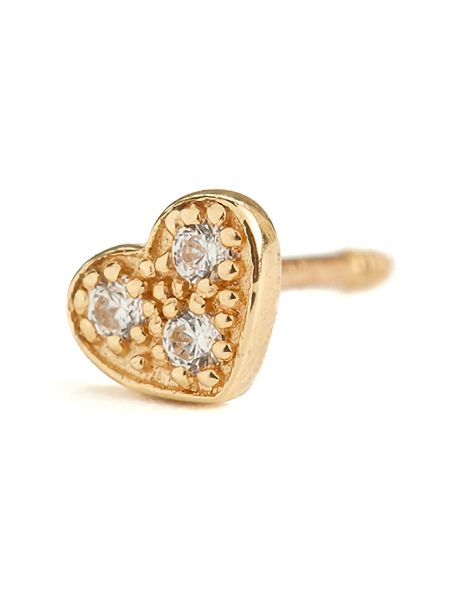 Piercing de corazón de oro 14 K con acabado pulido zirconia 2