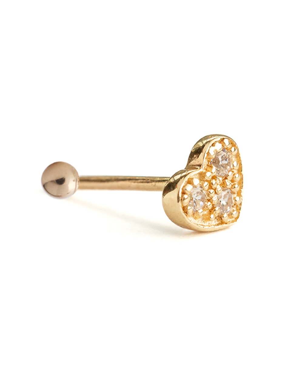 Piercing de corazón de oro 14 K con acabado pulido zirconia 3