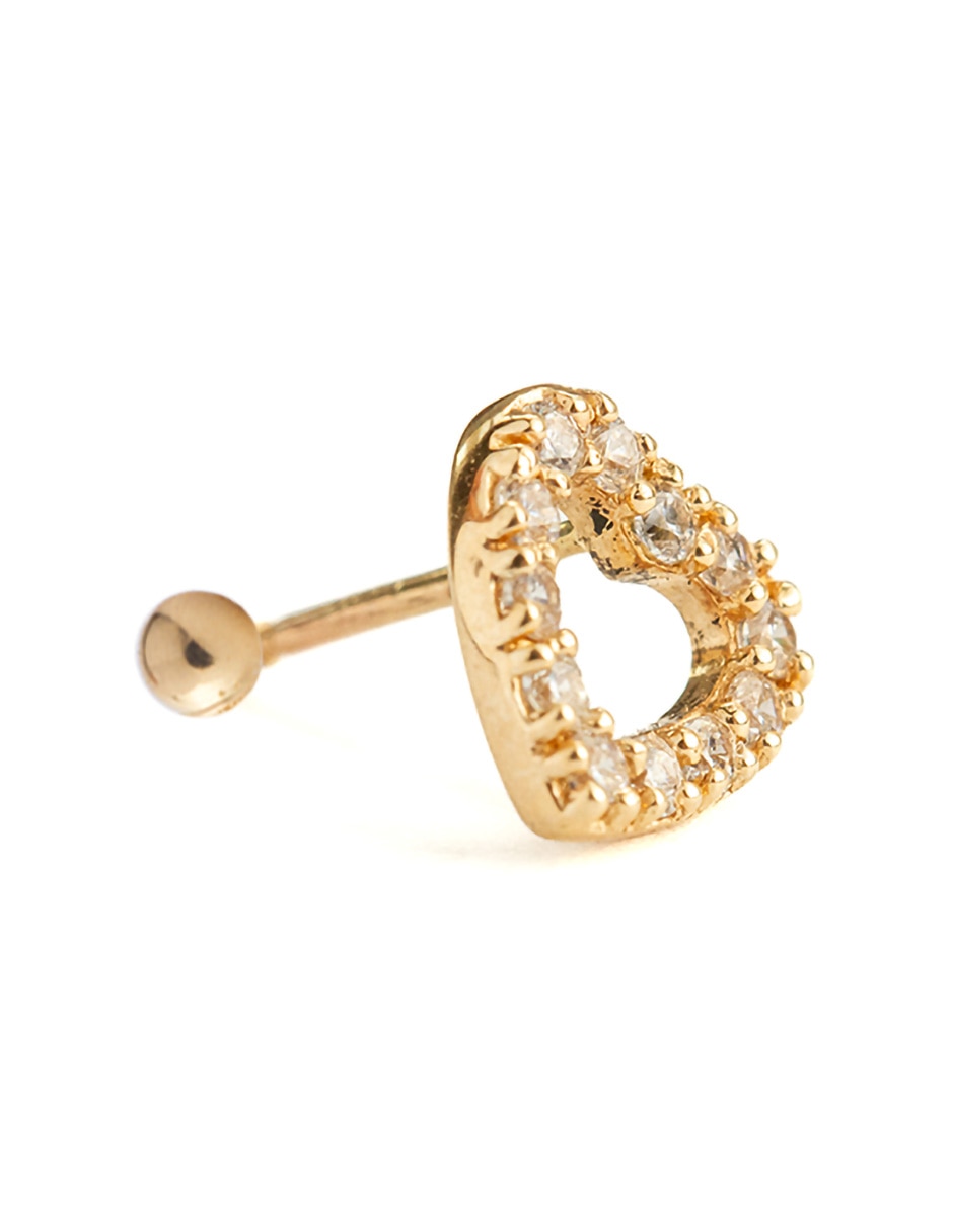 Piercing de corazón de oro 14 K con acabado brillante zirconia 2
