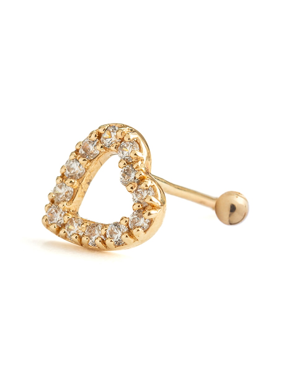 Piercing de corazón de oro 14 K con acabado brillante zirconia 3
