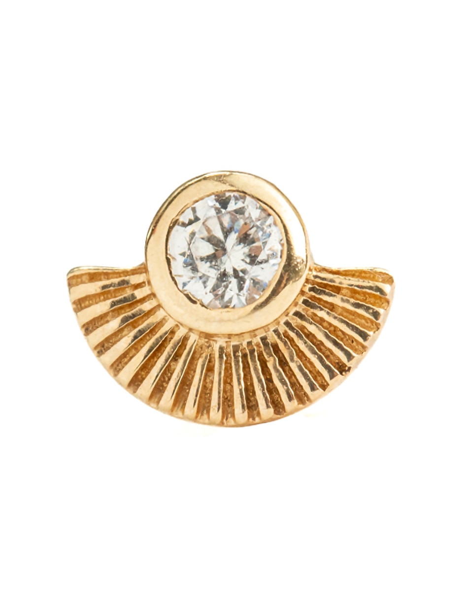 Piercing de abanico de oro 14 k con acabado pulido zirconia