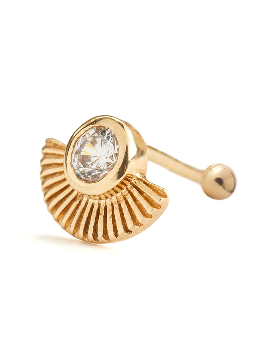 Piercing de abanico de oro 14 k con acabado pulido zirconia 2